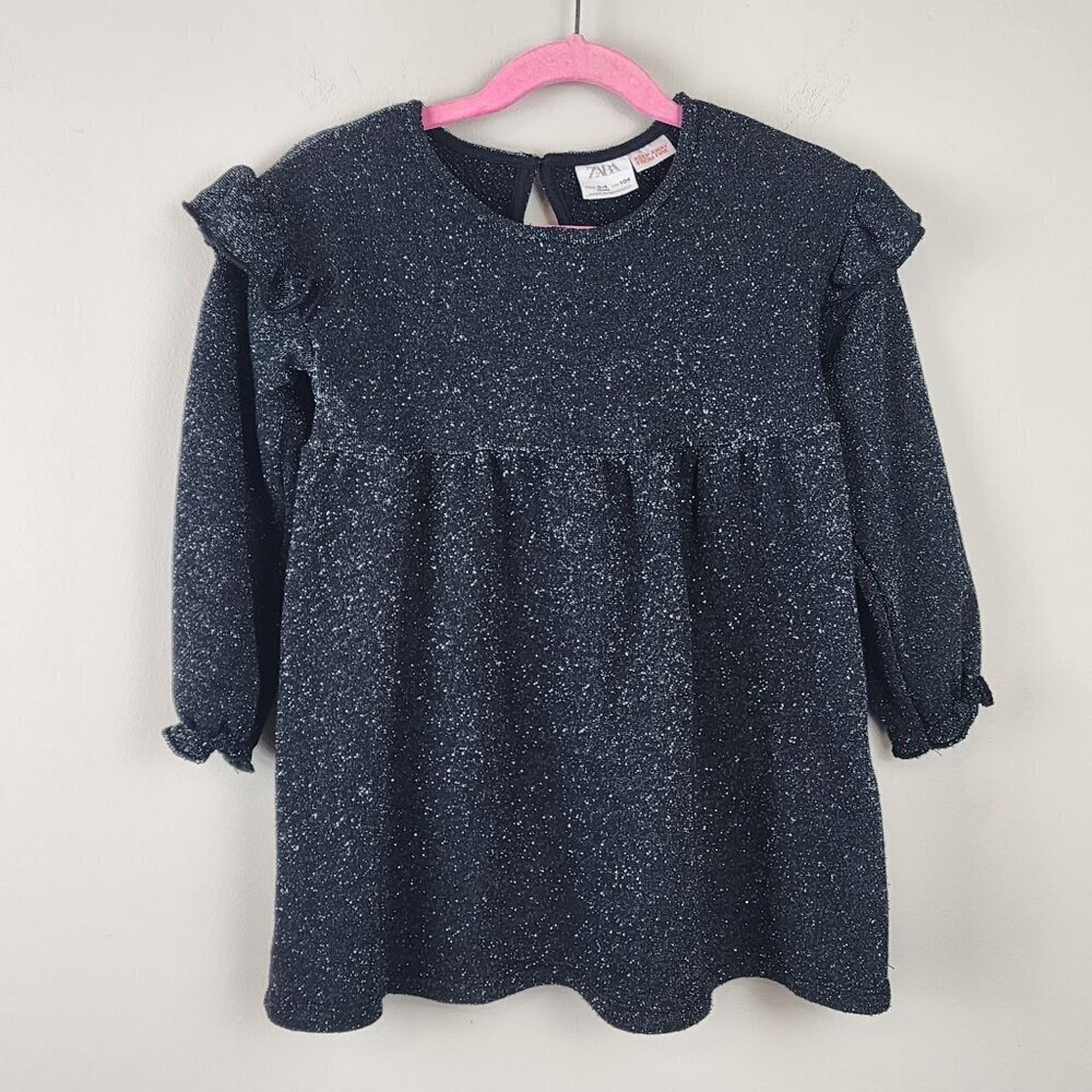Zara girls 3-4 black dress metallic shimmer Holidays